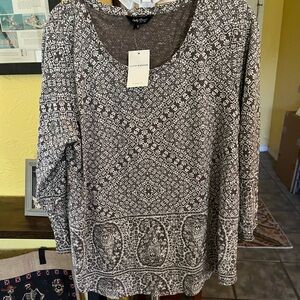 Lucky Brand Black and White Patterned Top